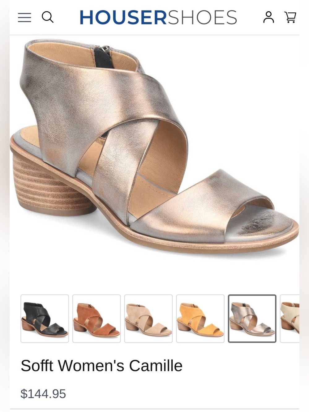 Sofft Metallic Champagne Camille Crisscross Sandal